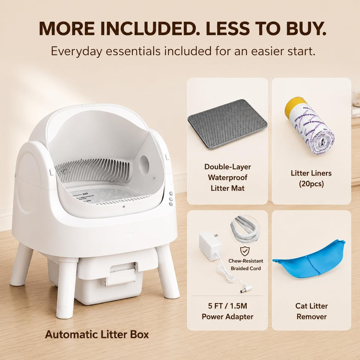 Self Cleaning Litter Box, Self Cleaning Cat Litter Box, Open-Top Design
