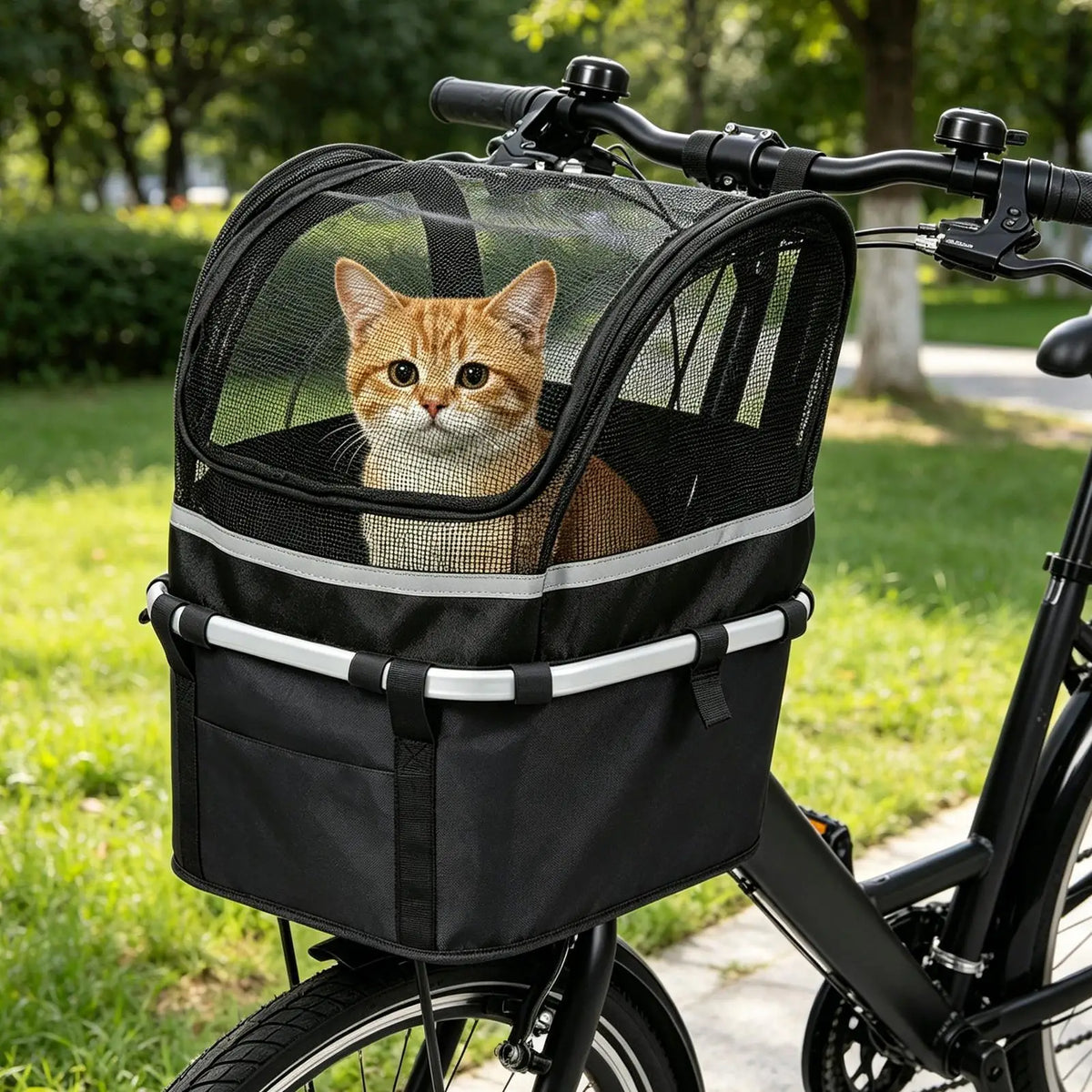 Bike Dog Basket Pet Bicycle Handlebar Carrier Folding Pet Backpack Soft Cat Carrying Box For Small Pet Outdoor Travel Daily