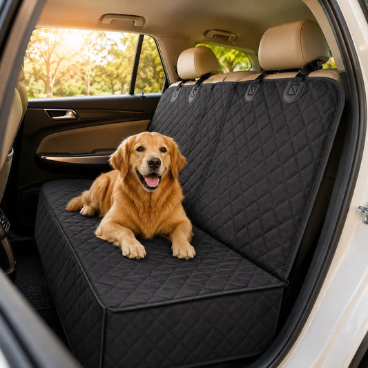 Waterproof Dog Car Seat Cover for Back Seat, Non-Slip Pet Hammock with Zippered Center Armrest Opening