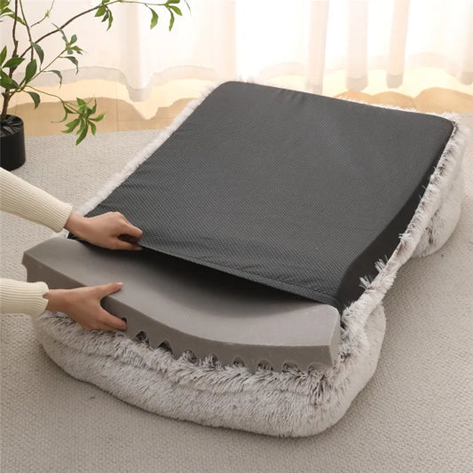 Dog Bed Dog Plush Pet Bed Winter Thickened Pad Dog Sleeping Bed Sofa Removable Pad Dog Small Large Dog Square Kennel