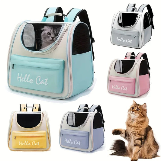 Large capacity collapsible pet backpack with zip closure, handle and mesh vent, perfect for cats and small dogs traveling